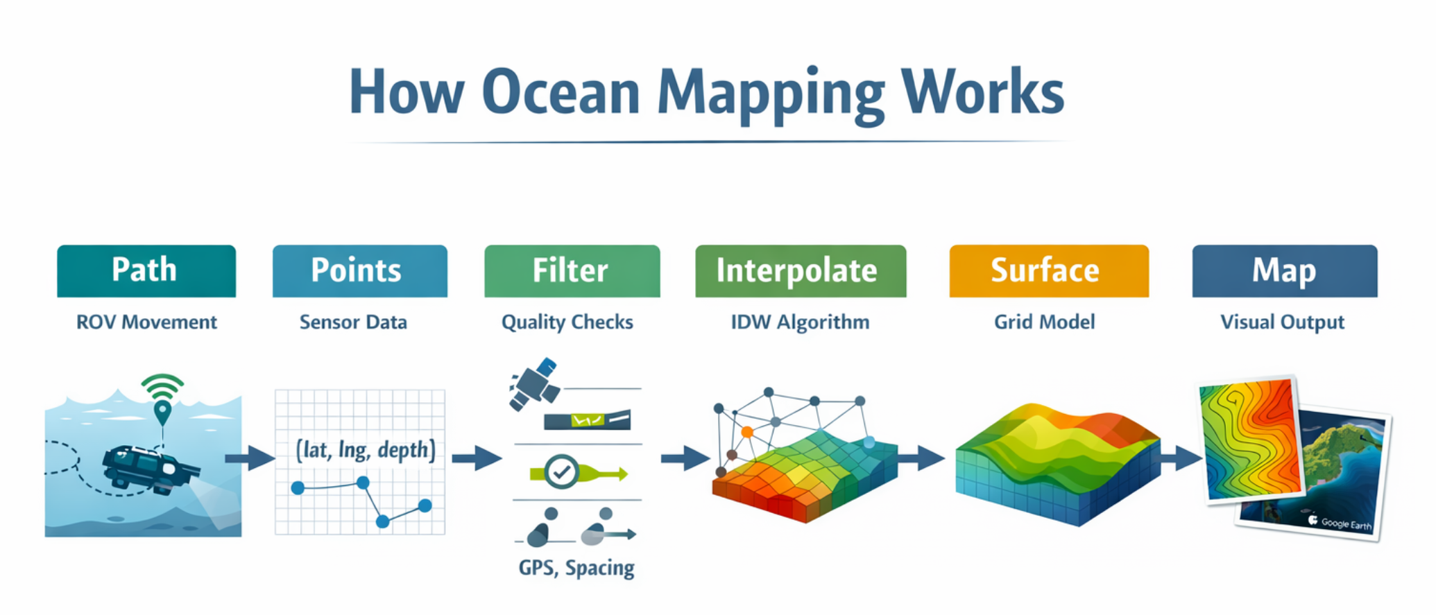 ROV bathymetric mapping pipeline diagram