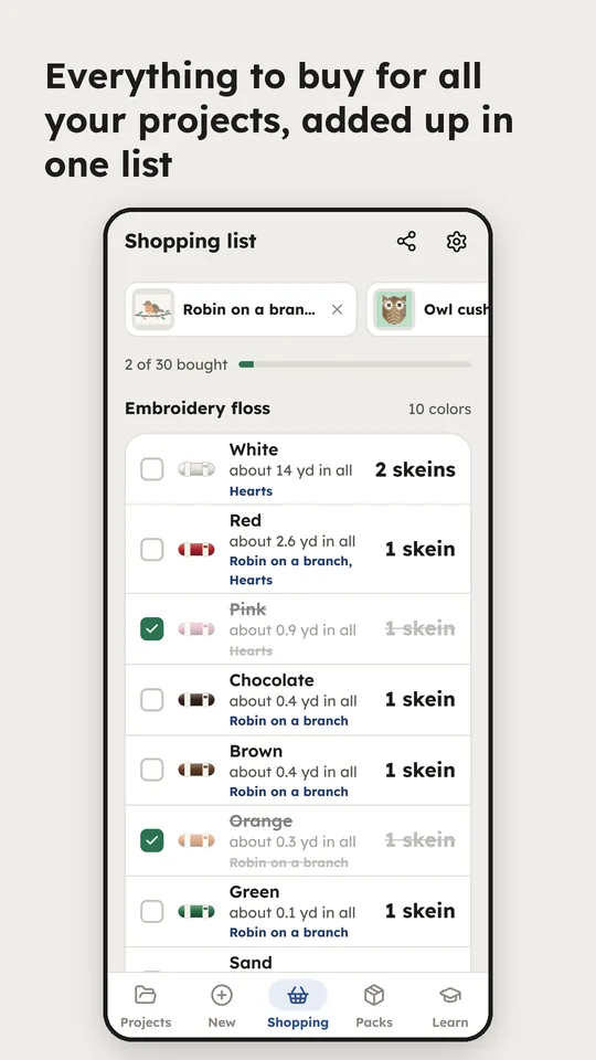 Everything to buy, added up