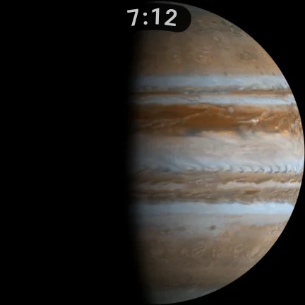 Jupiter, with the Galilean moons in their current positions.
